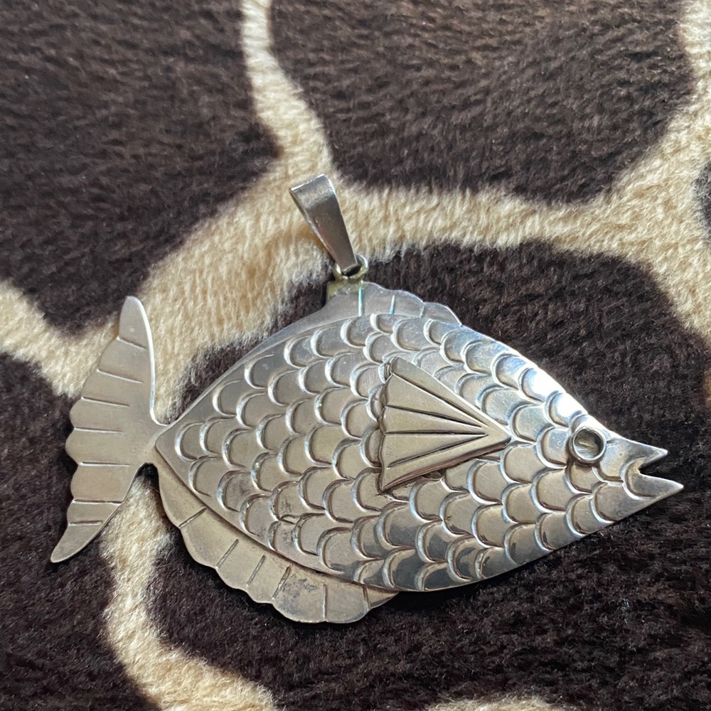 Vintage Taxco, Mexico 925 Silver Fish Pendant